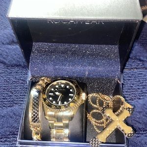 Rocawear gold watch